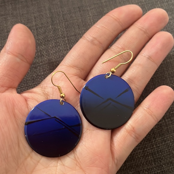 Vintage Night Mountain Drop Earrings Dangling Circle Geometric Night Scene Retro - Picture 5 of 5